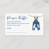 Het is een jongensblauwe jeans baby shower luierlo informatiekaartje (Voorkant)