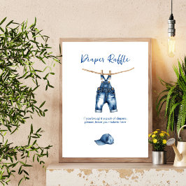 Het is een jongensblauwe jeans baby shower luierlo poster