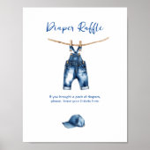 Het is een jongensblauwe jeans baby shower luierlo poster (Voorkant)