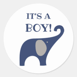 Het is een jongensblauwe olifant gunst sticker