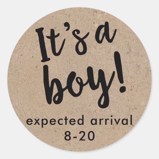 Het is een jongensgeslacht onthullen Kraft stijl S Ronde Sticker (Voorkant)