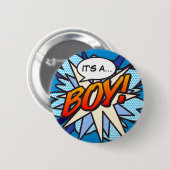 Het is een jongensgeslacht onthullen stripboek Pop Ronde Button 5,7 Cm (Voorkant /achterkant)
