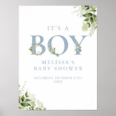 Het is een jongensgroen blauw Baby shower teken Poster (Voorkant)