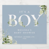 Het is een jongensgroenbrief Dusty Blue Baby showe Sparkling Wijnetiket (Enkel label)