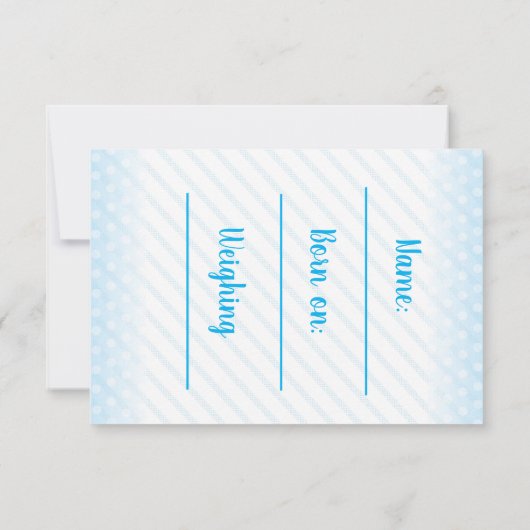 Het is een jongenskaart aankondiging (Achterkant)