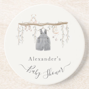 Het is een jongenskleding Eucalyptus Baby shower Zandsteen Onderzetter