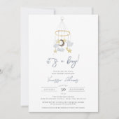 Het is een jongensmaan en sterren babykamer douche kaart (Voorkant)