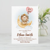 Het is een jongenssafari-leeuw waterverf baby show kaart (Staand voorkant)