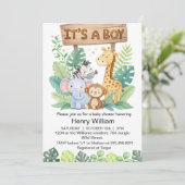 Het is een jongenssafari oerwouden met babyjongens kaart (Staand voorkant)