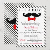 Het is een jongenssnor en een rode Bowtie Baby sho Kaart (Voorkant / Achterkant)