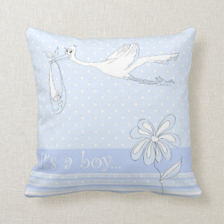 Het is een jongensstreep die een Baby-kussen meebr Kussen