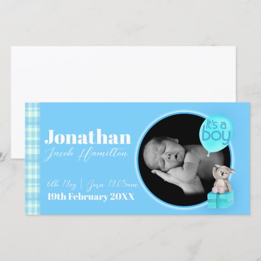 "Het is een jongetje" baby Aankondiging (Voorkant / Achterkant)