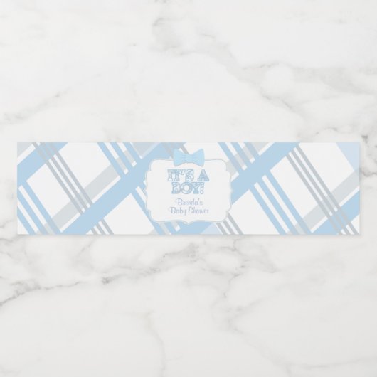 Het is een jongetje, blauw Baby shower Waterfles Etiket (Enkel label)