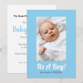 Het is een jongetje, fotogeheugen, baby shower kaa kaart (Voorkant / Achterkant)