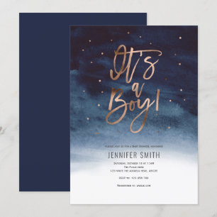 Het is een jongetje, Modern, Goud, Baby shower Kaart