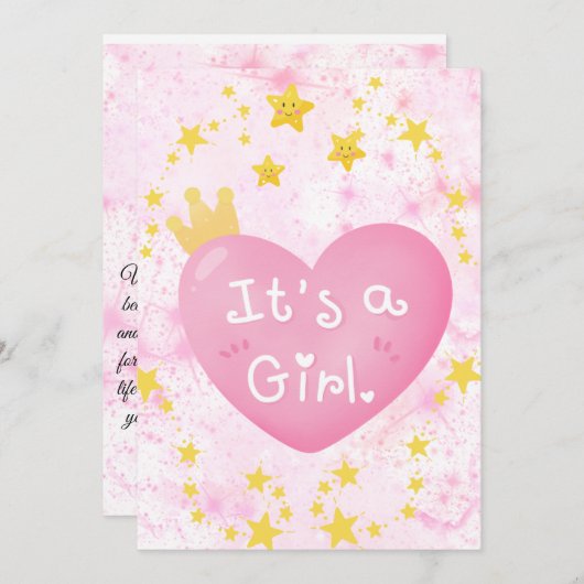 Het is een Kaart van de Bekendmaking van een Meisj (Voorkant / Achterkant)