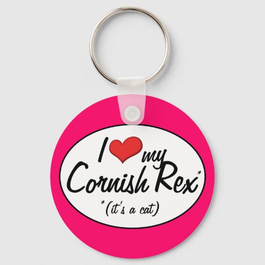 Het is een kat! Ik hou van mijn cornish Rex Sleutelhanger (Voorkant)