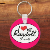 Het is een kat! Ik hou van mijn ragdoll Sleutelhanger (Voorkant)