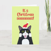 Het is een kerst grappige tuxedo cartoon feestdagen kaart (Voorkant)