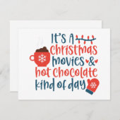 Het is een kerstfilms en warme chocolademelk dag k feestdagenkaart (Voorkant / Achterkant)