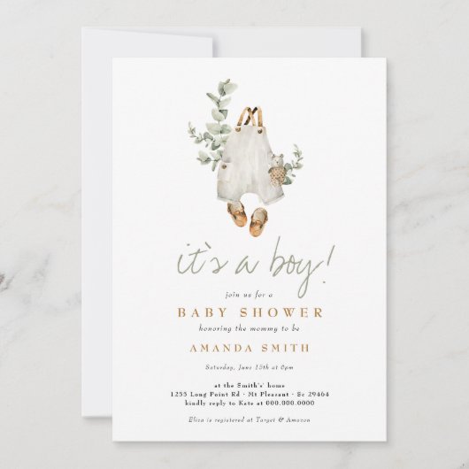 Het is een klein Baby shower van de Jongen Eucalyp Kaart (Voorkant)