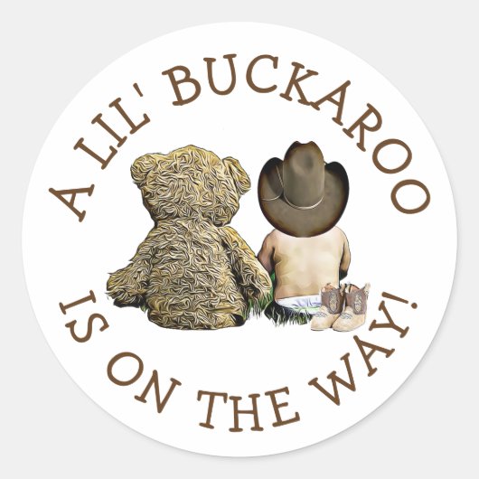 Het is een kleine Cowboy Baby shower Stickers (Voorkant)
