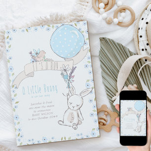 Het is een kleine Jongen Bunny en een blauwe ballo Aankondiging