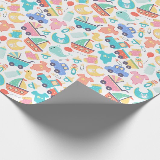 Het is een kleurrijk Baby shower licht Cadeaupapier (Hoek)