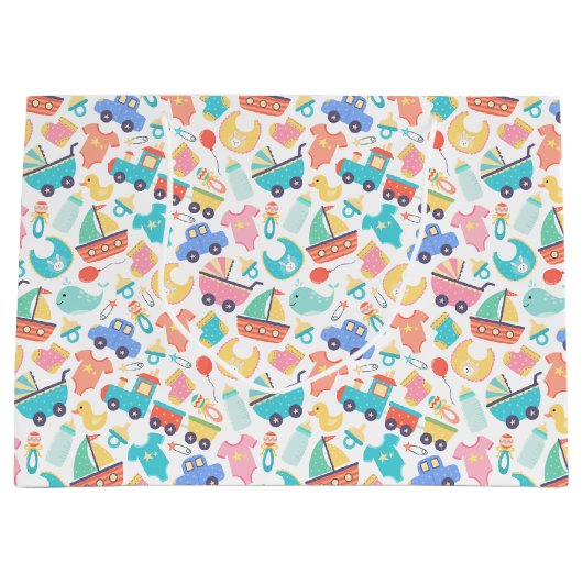 Het is een kleurrijk Baby shower licht Groot Cadeauzakje (Voorkant)