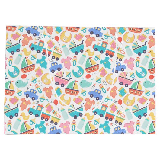 Het is een kleurrijk Baby shower licht Groot Cadeauzakje (Achterkant)