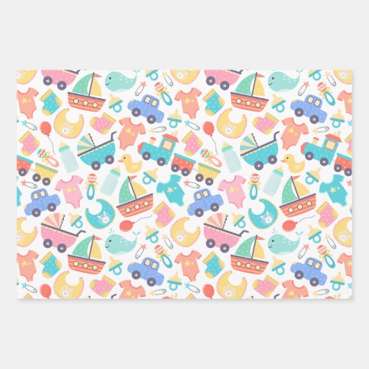 Het is een kleurrijk Baby shower licht Inpakpapier Vel (Voorkant 3)