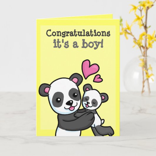 Het is een knuffelbare panda Beer knuffel Kaart (Gele Bloem)