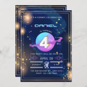 Het is een kosmische viering van de vierde verjaar kaart (Voorkant / Achterkant)