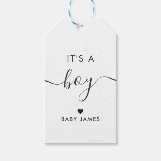 Het is een Label van de Jongen Gift, Baby shower G Cadeaulabel (Voorkant)