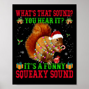 Het is een leuk piepend kerst eekhoorntje poster