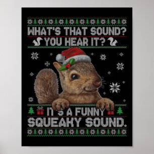 Het is een leuk piepend kerst eekhoorntje poster