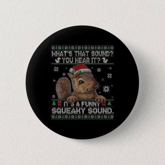 Het is een leuk piepend kerst-eekhoorntje ronde button 5,7 cm (Voorkant)
