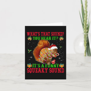 Het is een leuke piepende geluid kerst eekhoorn kaart