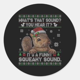 Het is een leuke piepende geluid kerst eekhoorn ronde sticker