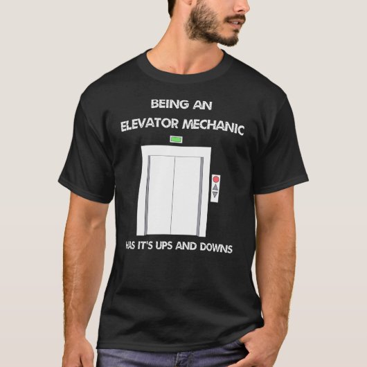 Het is een levatormechanisme met zijn UPS en Downs T-shirt (Voorkant)