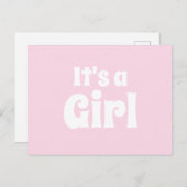 Het is een licht roze witte baby aankondiging van briefkaart (Voorkant / Achterkant)