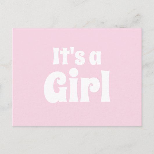 Het is een licht roze witte baby aankondiging van briefkaart (Voorkant)