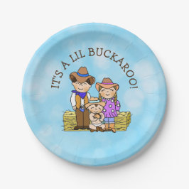 Het is een Lil Buckaroo Cowboy thema Baby shower Papieren Bordje