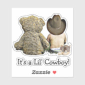 Het is een Lil Cowboy Teddy Baby shower Sticker (Vel)