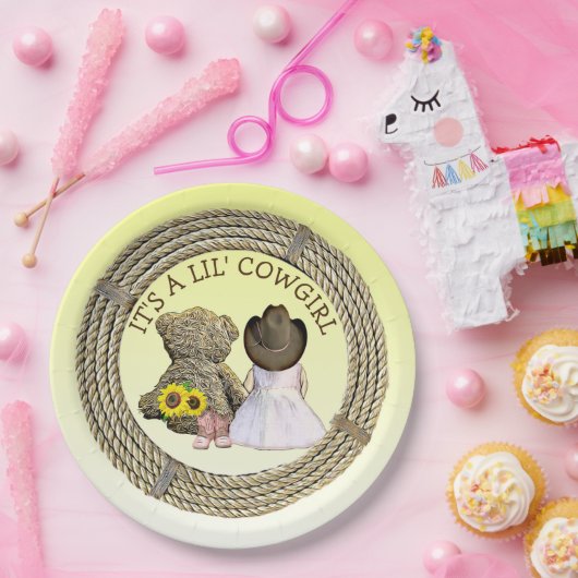Het is een Lil' Cowgirl Baby shower Papieren Bordje (Feest)