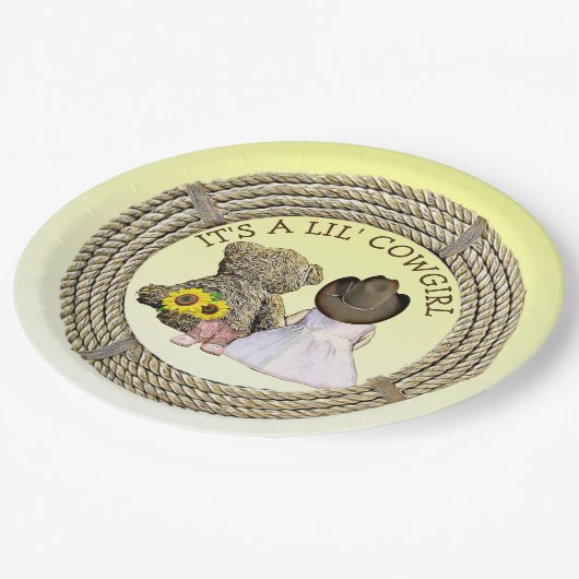 Het is een Lil' Cowgirl Baby shower Papieren Bordje (Gekanteld)