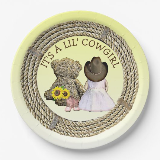 Het is een Lil' Cowgirl Baby shower Papieren Bordje (Voorkant)