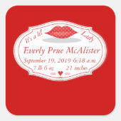 Het is een Lil Lady Hipster  Retro Baby Girl Vierkante Sticker (Voorkant)