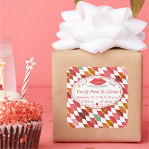 Het is een Lil Lady Hipster  Retro Baby Girl Vierkante Sticker