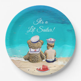 Het is een Lil' Sailor, Boy's Baby shower nautisch Papieren Bordje